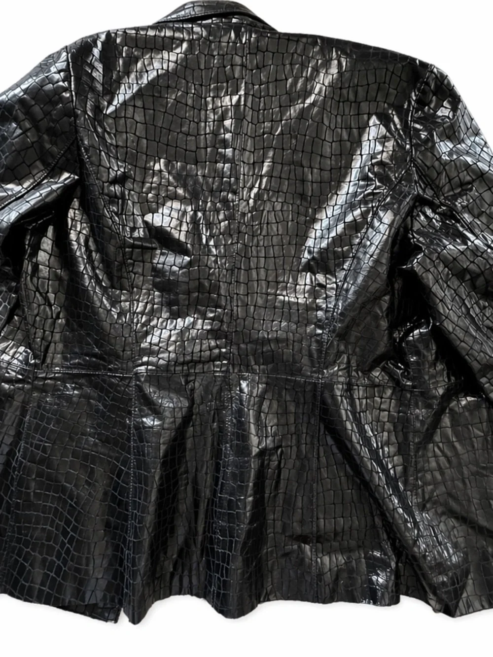 Black Croc leather Oversized Jacket - Women - Picture 3 of 5